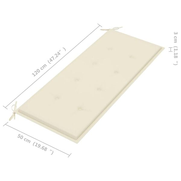 vidaXL Garden Bench with Cushion 120 cm Solid Acacia Wood