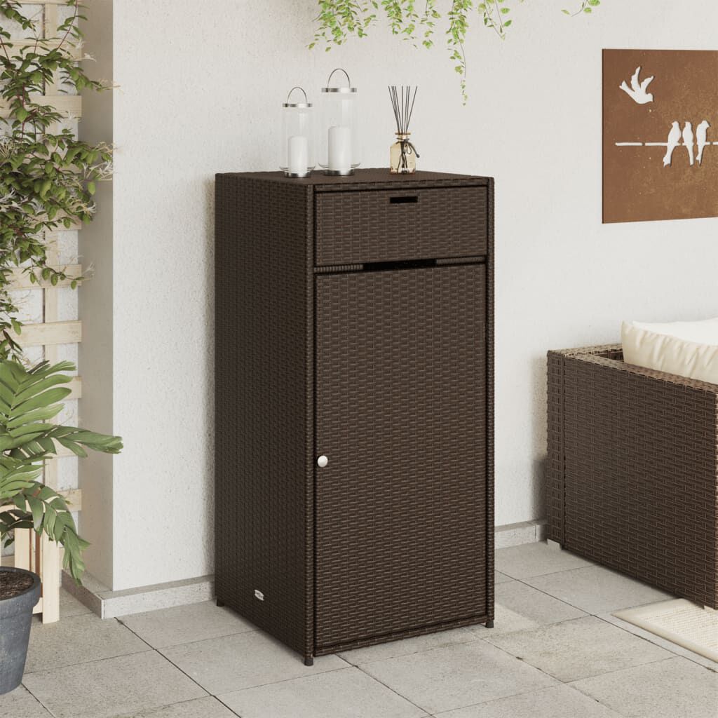 vidaXL Garden Storage Cabinet Brown 55x55x111 cm Poly Rattan