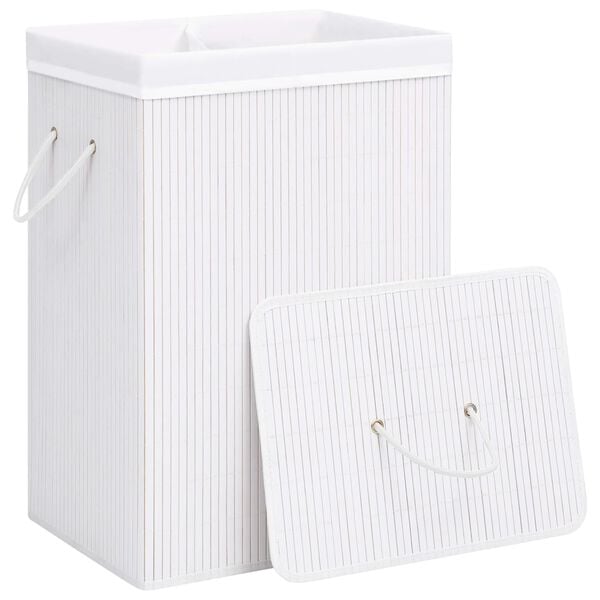 vidaXL Bamboo Laundry Basket White 72 L