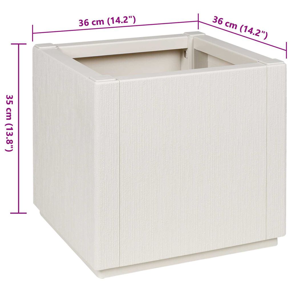 vidaXL Garden Planter White 36x36x35 cm PP