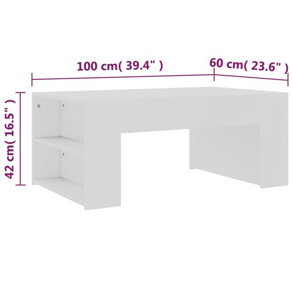 vidaXL Coffee Table White 100x60x42 cm Engineered Wood