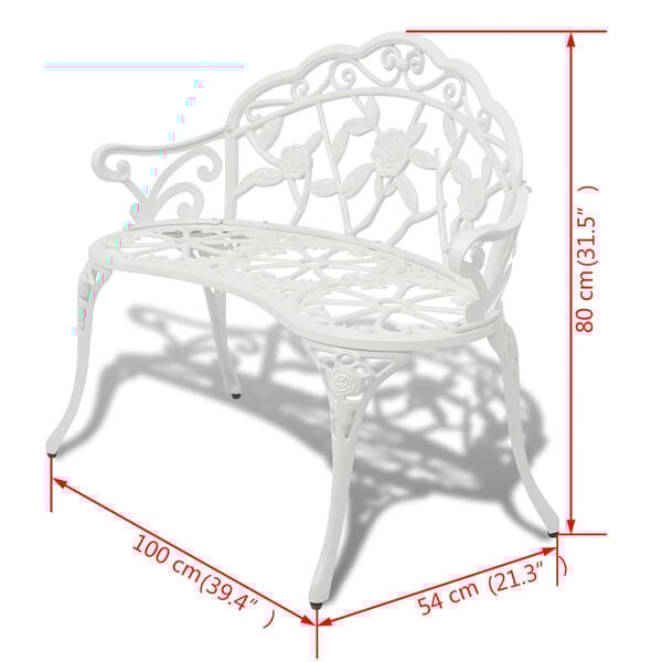 vidaXL Garden Bench 100 cm Cast Aluminium White