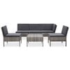 vidaXL 6 Piece Garden Lounge Set with Cushions Poly Rattan Grey