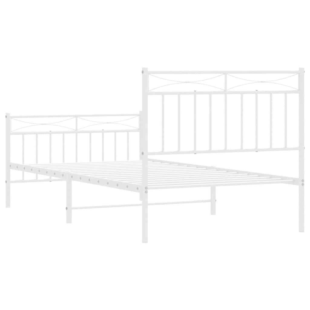 vidaXL Metal Bed Frame without Mattress with Footboard White 100x190cm