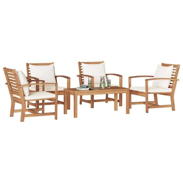 Garden Sofa Set 5 pcs Natural Solid teak wood