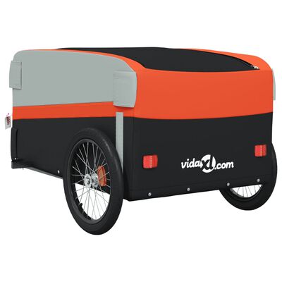 vidaXL Bike Trailer Black and Orange 45 kg Iron