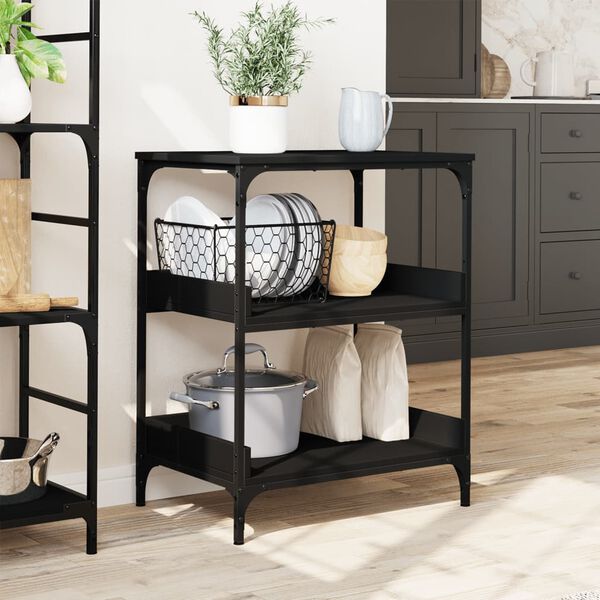 vidaXL Kitchen Trolley Black 60x41x80.5 cm Engineered Wood