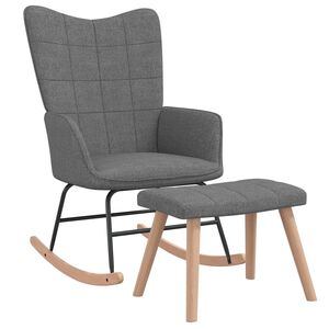 vidaXL Rocking Chair with a Stool Dark Grey Fabric