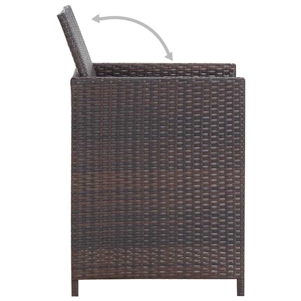 vidaXL 13 Piece Outdoor Dining Set with Cushions Poly Rattan Brown