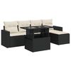 vidaXL 6 Piece Garden Sofa Set with Cushions Black Poly Rattan