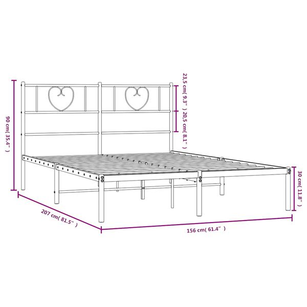 vidaXL Metal Bed Frame without Mattress with Headboard White 150x200cm