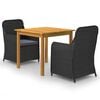 vidaXL 3 Piece Garden Dining Set Black