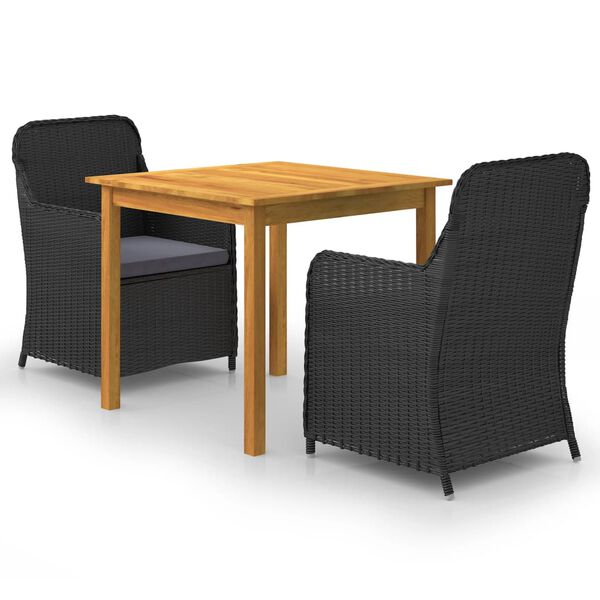 vidaXL 3 Piece Garden Dining Set Black