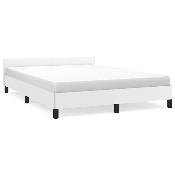 vidaXL Bed Frame without Mattress White Queen Faux Leather