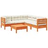 vidaXL 6 Piece Garden Sofa Set with Cushions Wax Brown Solid Wood Pine