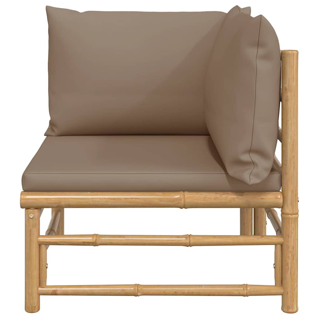 vidaXL Garden Corner Sofa with Taupe Cushions Bamboo