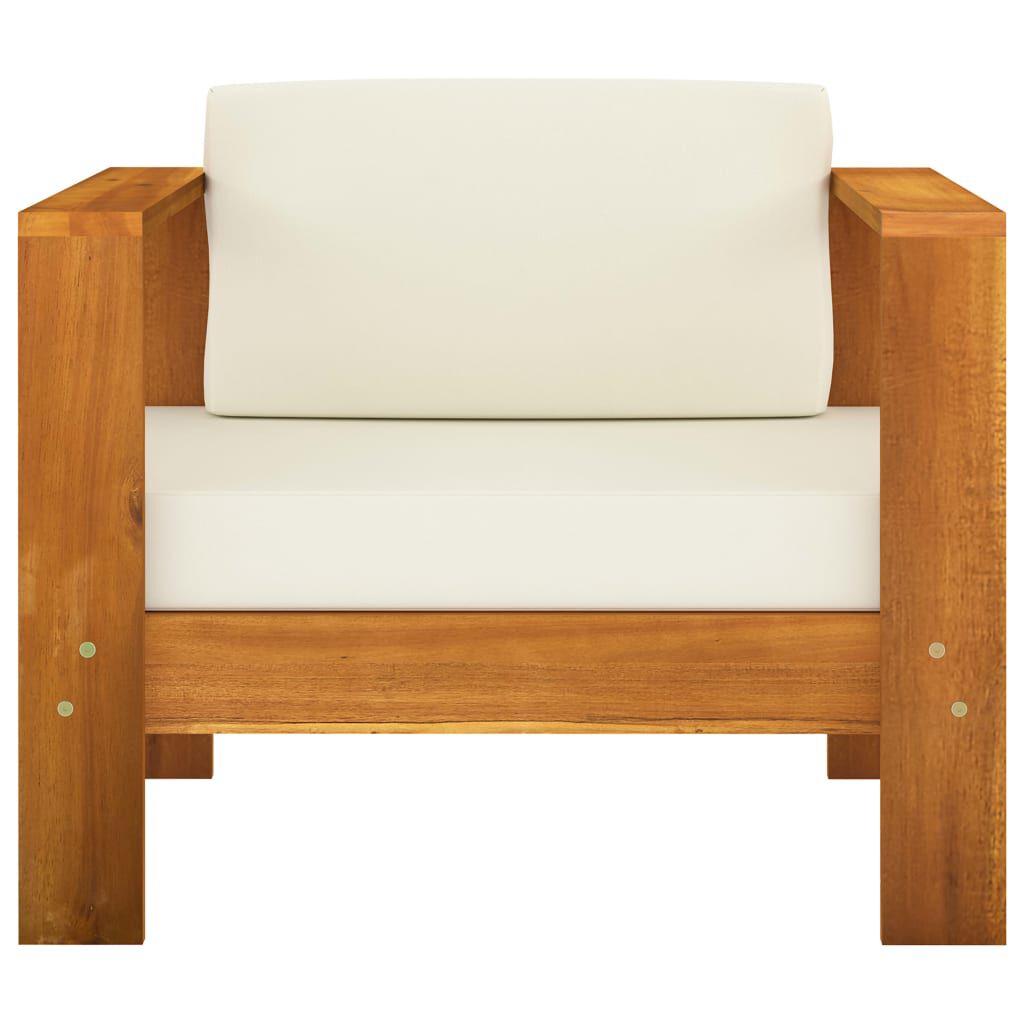 vidaXL 8 Piece Garden Lounge Set with Cream White Cushions Acacia Wood