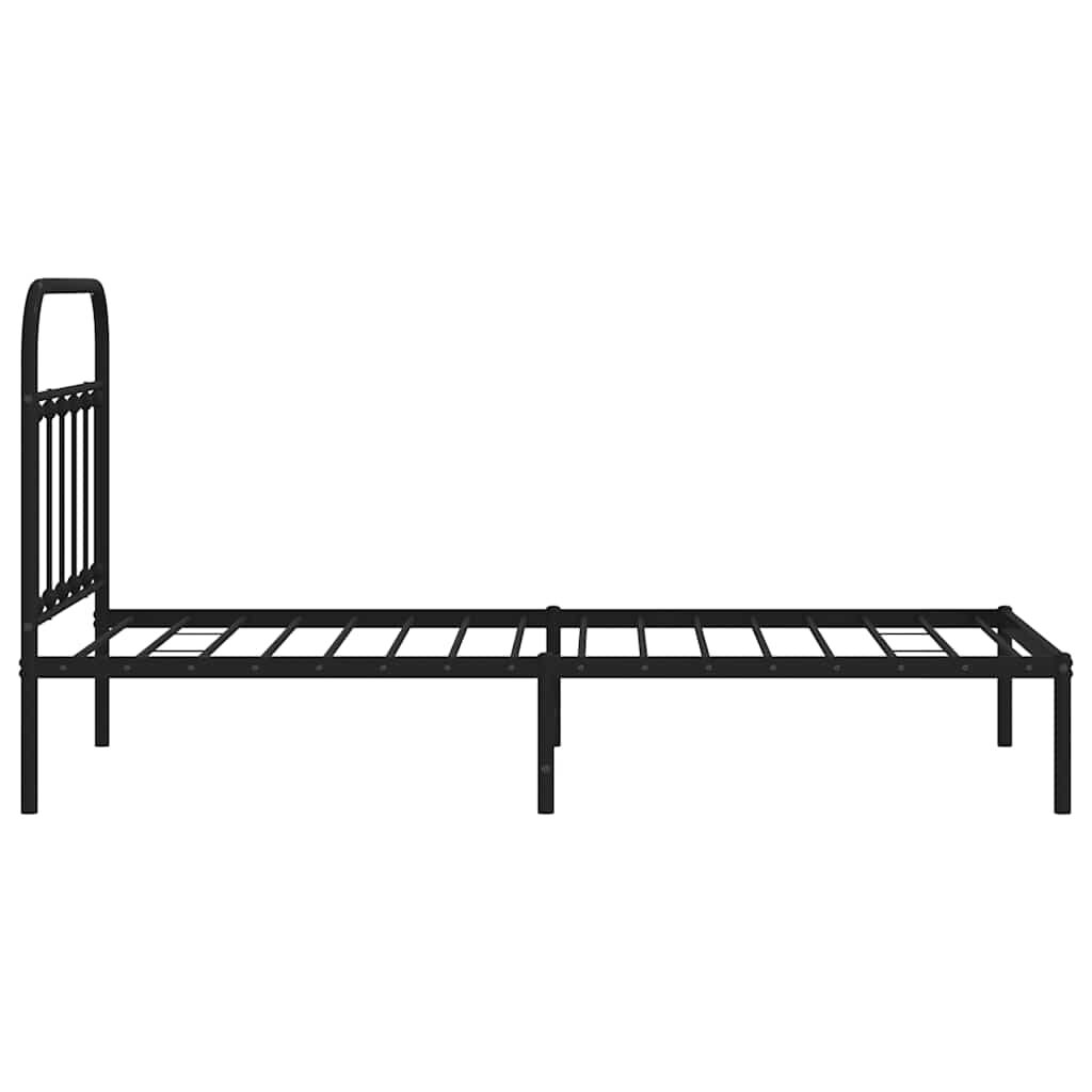vidaXL Metal Bed Frame without Mattress with Headboard Black 100x190cm