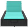 vidaXL Sunbed with Floating Cushion Black Poly Rattan