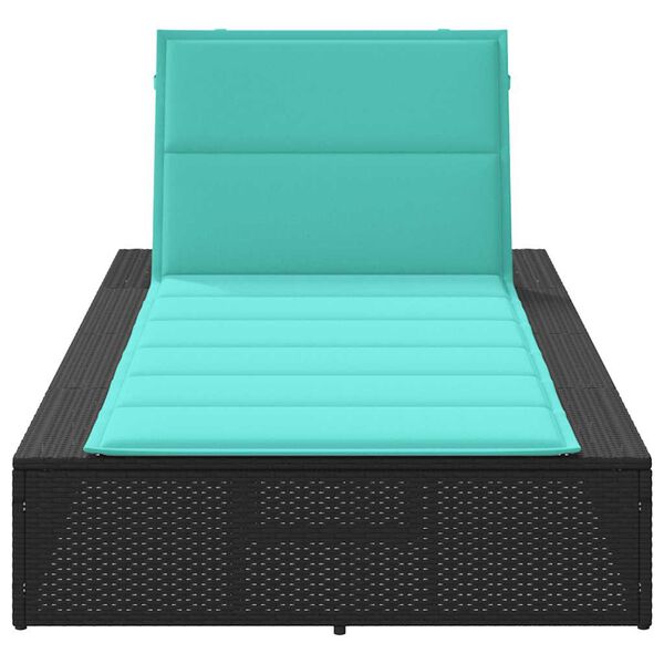 vidaXL Sunbed with Floating Cushion Black Poly Rattan