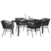 vidaXL Garden Dining Set with Cushion 5 pcs Black Powder-Coated Steel