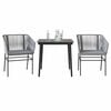 vidaXL 3 Piece Garden Dining Set with Cushions Grey Poly Rattan Glass