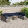 vidaXL Garden Sofa Set with Cushion 11 pcs Grey Poly Rattan