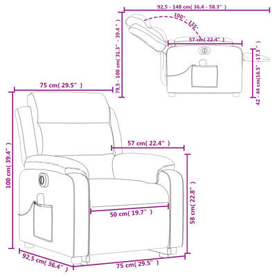 vidaXL Electric Stand up Massage Recliner Chair Dark Green Velvet