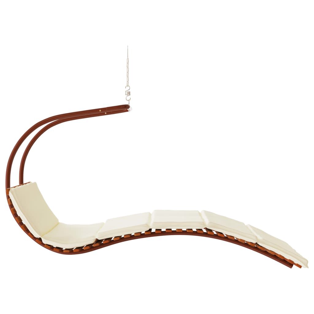 vidaXL Swing Chair with Cushion Fabric and Solid Wood Poplar