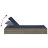 vidaXL Double Sun Lounger with Cushions Grey Poly Rattan