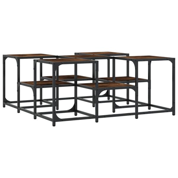 vidaXL Coffee Table Smoked Oak 91x91x40 cm Engineered Wood