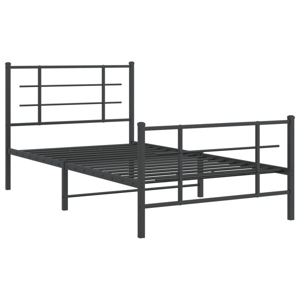 vidaXL Metal Bed Frame without Mattress with Footboard Black 100x200cm