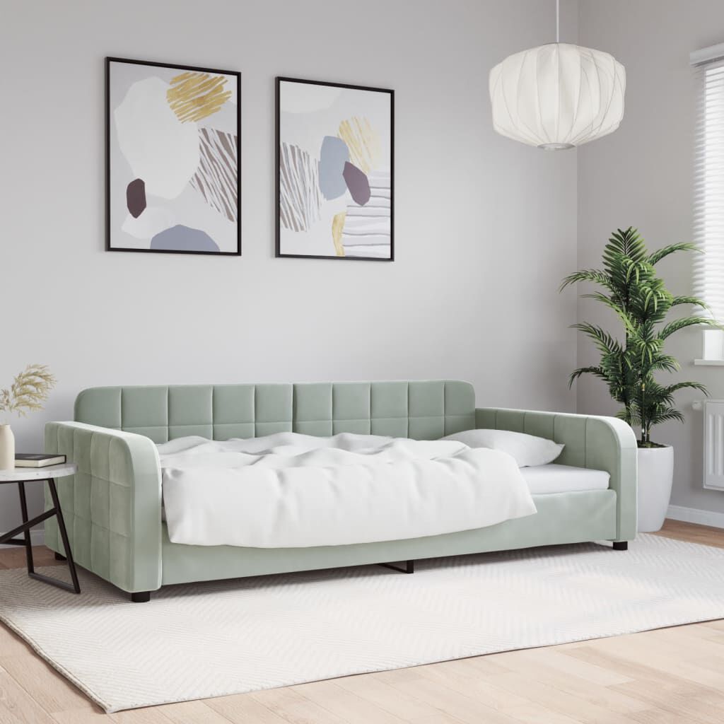 vidaXL Day Bed without Mattress Light Grey 100x190 cm Velvet
