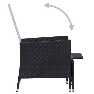 vidaXL 2 Piece Garden Lounge Set with Cushions Poly Rattan Black