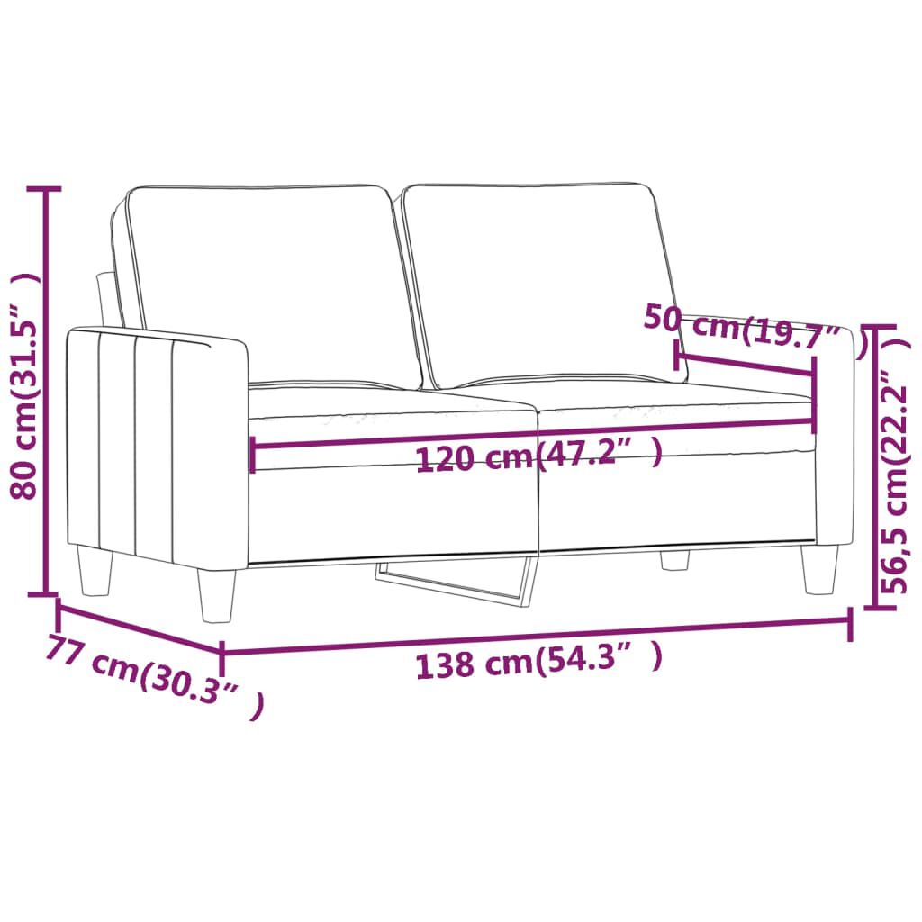 vidaXL 2-Seater Sofa Light Grey 120 cm Velvet
