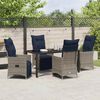 vidaXL Table and Chair Set with Cushion 5 pcs Grey PE Rattan