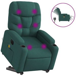 vidaXL Electric Stand up Massage Recliner Chair Dark Green Fabric