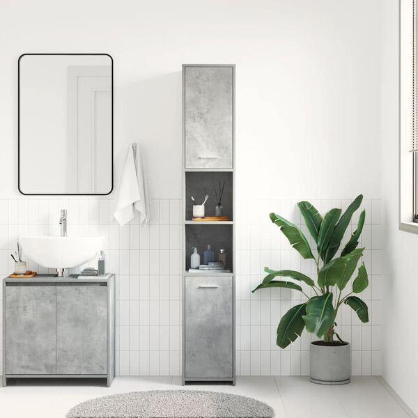 vidaXL Bathroom Cabinet Concrete Grey 30x30x183.5 cm Engineered Wood