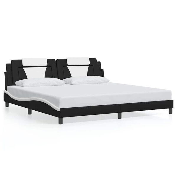 vidaXL Bed Frame "Viana" without Mattress Black and White 193x203 cm Faux Leather