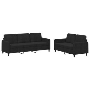 vidaXL 2 Piece Sofa Set Black Velvet