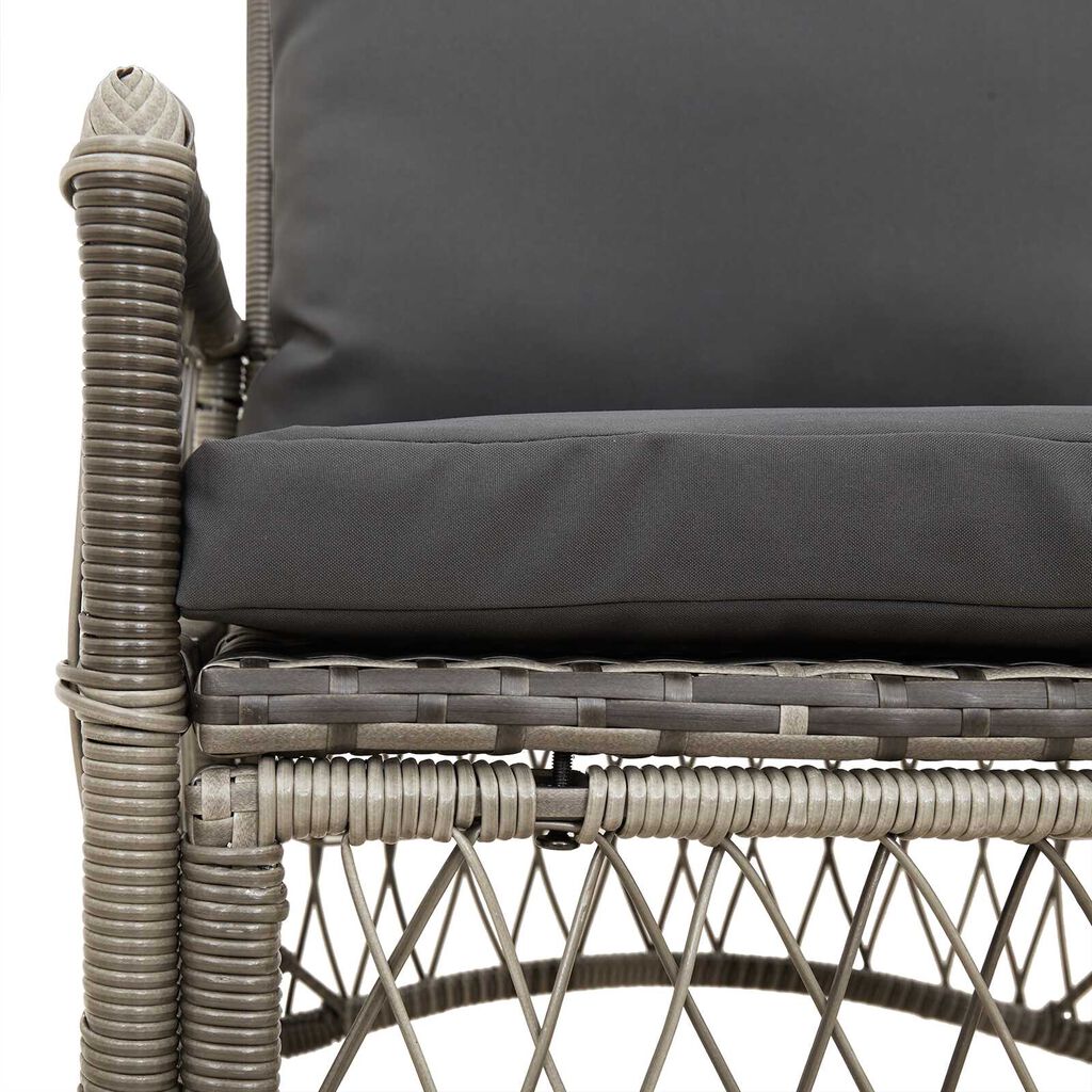 vidaXL Garden Chair with Cushions Grey Poly Rattan