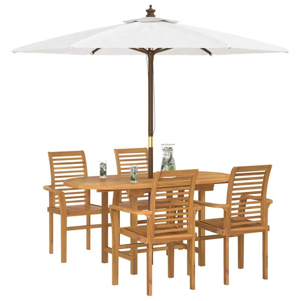 vidaXL Garden Dining Set 5 pcs Brown 160 x 80 x 75 cm Solid teak wood