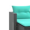 vidaXL Garden Sofa 2-Seater with Stools Black Poly Rattan