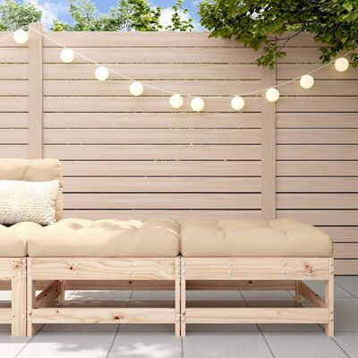 vidaXL Garden Footstools with Cushions 2pcs Solid Wood Pine