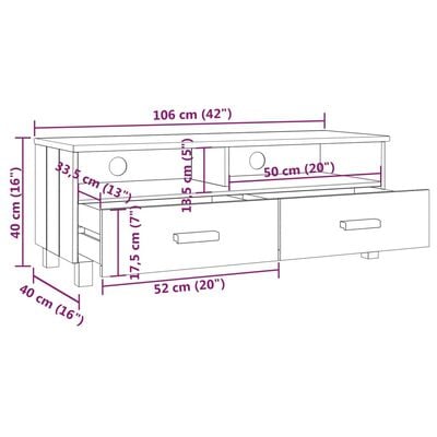 vidaXL TV Cabinet HAMAR White 106x40x40 cm Solid Wood Pine