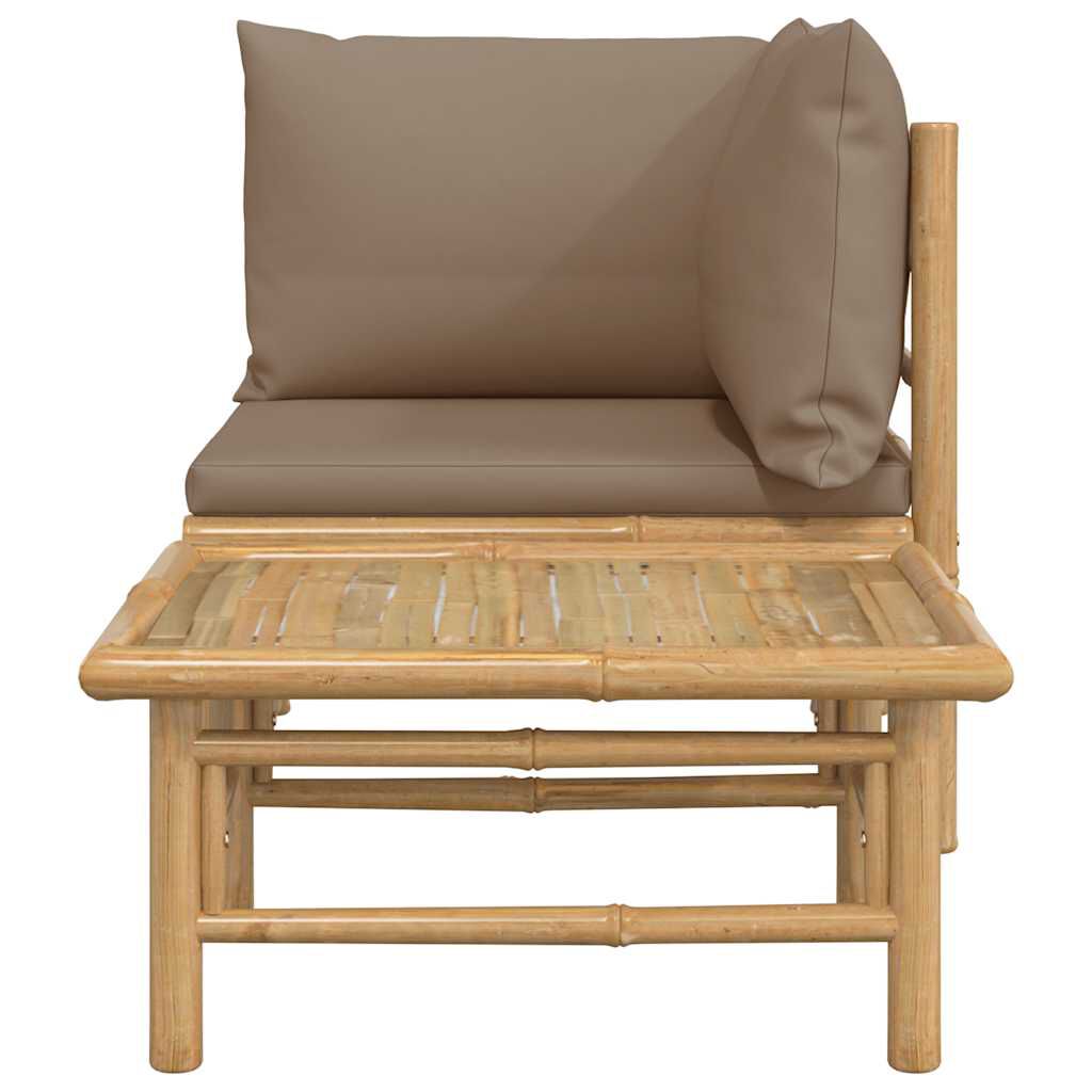 vidaXL 2 Piece Garden Lounge Set with Taupe Cushions Bamboo