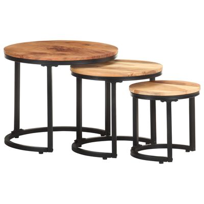 vidaXL Side Tables 3 pcs Solid Acacia Wood