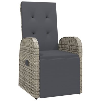 vidaXL Reclining Garden Chair with Cushion Poly Rattan Grey