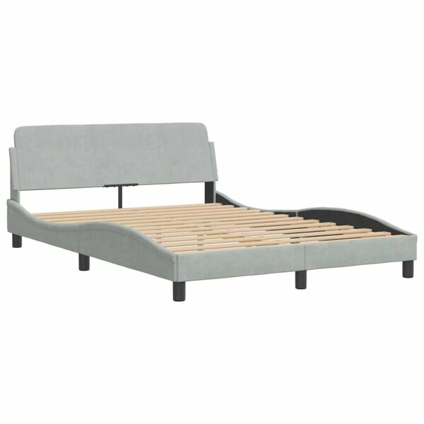 vidaXL Bed Frame with LED without Mattress Light Grey 137x190 cm Velvet