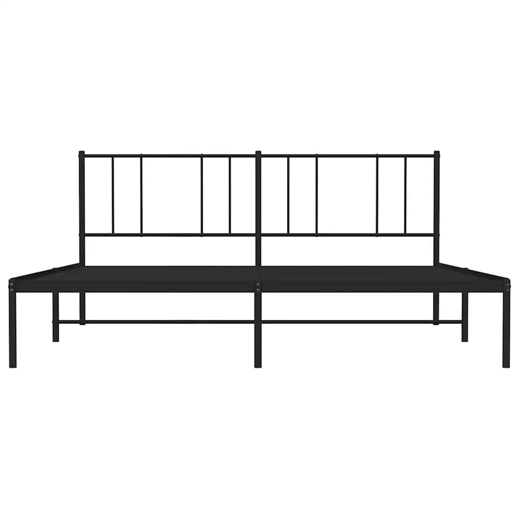 vidaXL Metal Bed Frame without Mattress with Headboard Black 193x203cm